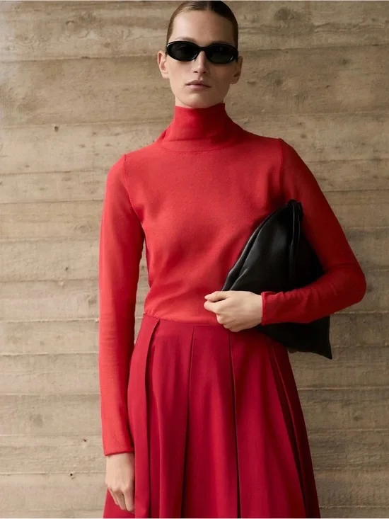 Mango Wool Blend Pleated Skirt New - Picture 4 of 6